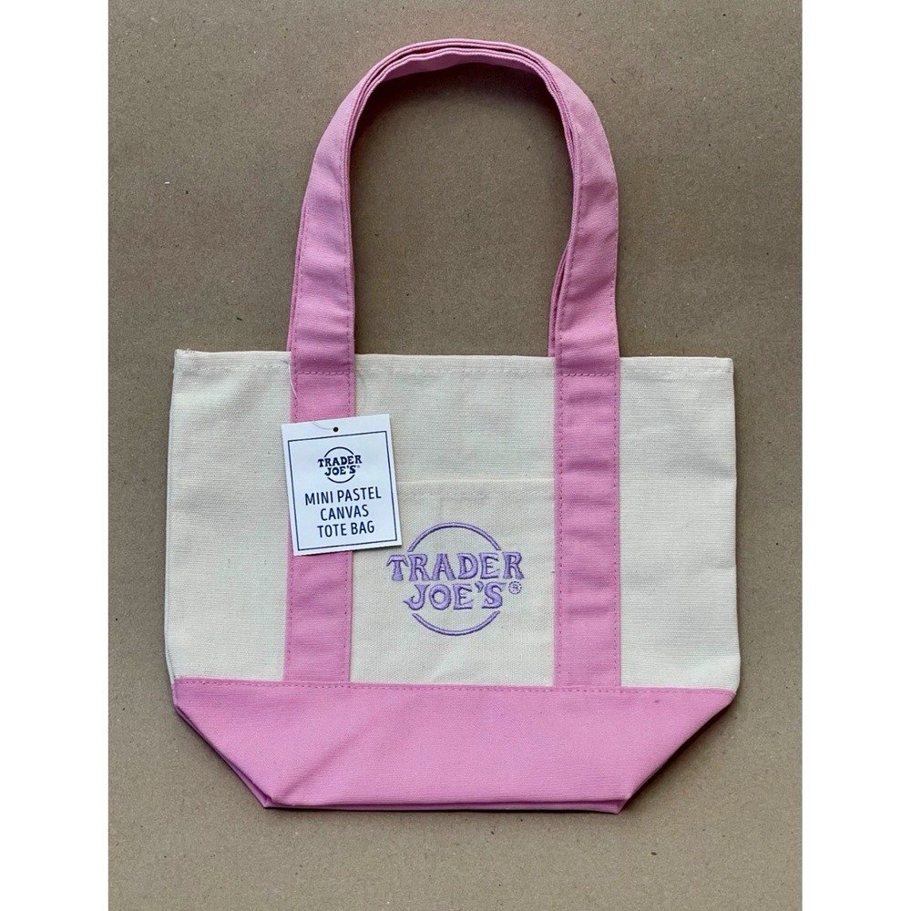 Trader Joe's Mini Canvas Tote Bag Delicate Pink - Limited Release | Collectible